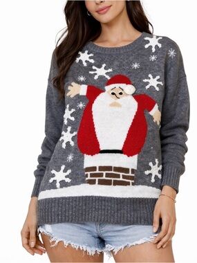 Carolyn Taylor Sweater Ugly Christmas silly Christmas Holiday santa chimney SZ M